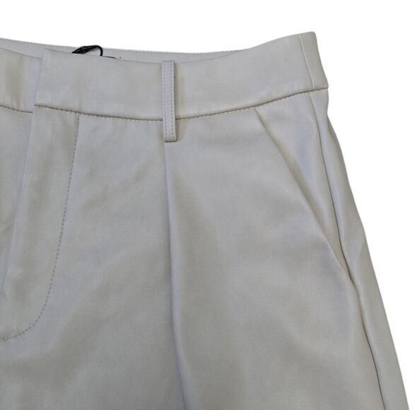 NWT 7‎ For All Mankind Camel Tan Vegan Leather Shorts Size Large Neutral Minimal - Picture 8 of 12